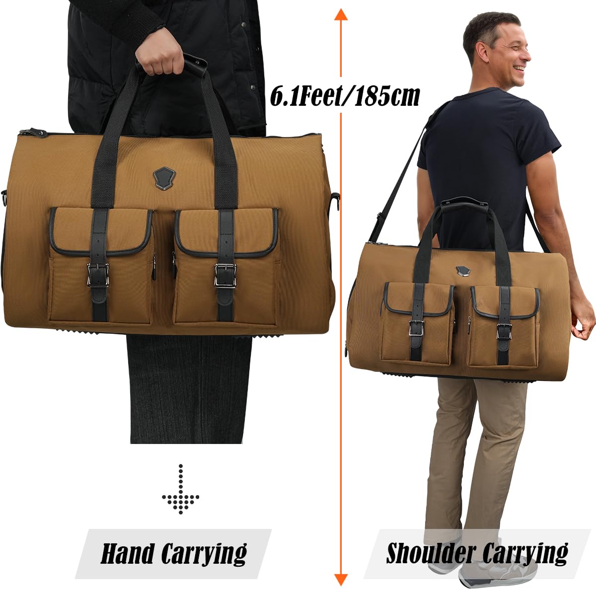 WELKINLAND 48H Garment Duffle Bags For Travel,10 - Pockets Carry On Garment Bag, 3 Suit Travel Bags, 62L 2 - In - 1 Garment Duffel Bag, Convertible Garment bag, Boardable Garment Bag