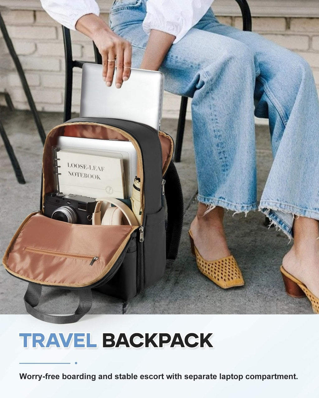 wepadre Black Travel Backpack For Women Men Airline Approved Carry On Bags For Airplanes Personal Item Bag For Airlines Waterproof Hiking Backpack College Laptop Backpack Weekender Overnight Bag