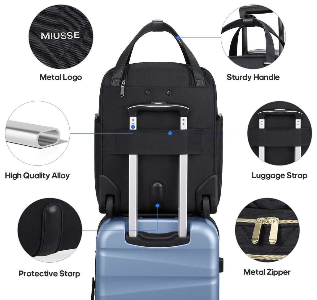 Winilla Carry - on Underseat 16 - inch Luggage with Wheels, Softside Rolling Carry - on, Lightweight Travel Suitcase for Men Women, Personal Item Rolling Travel Bag