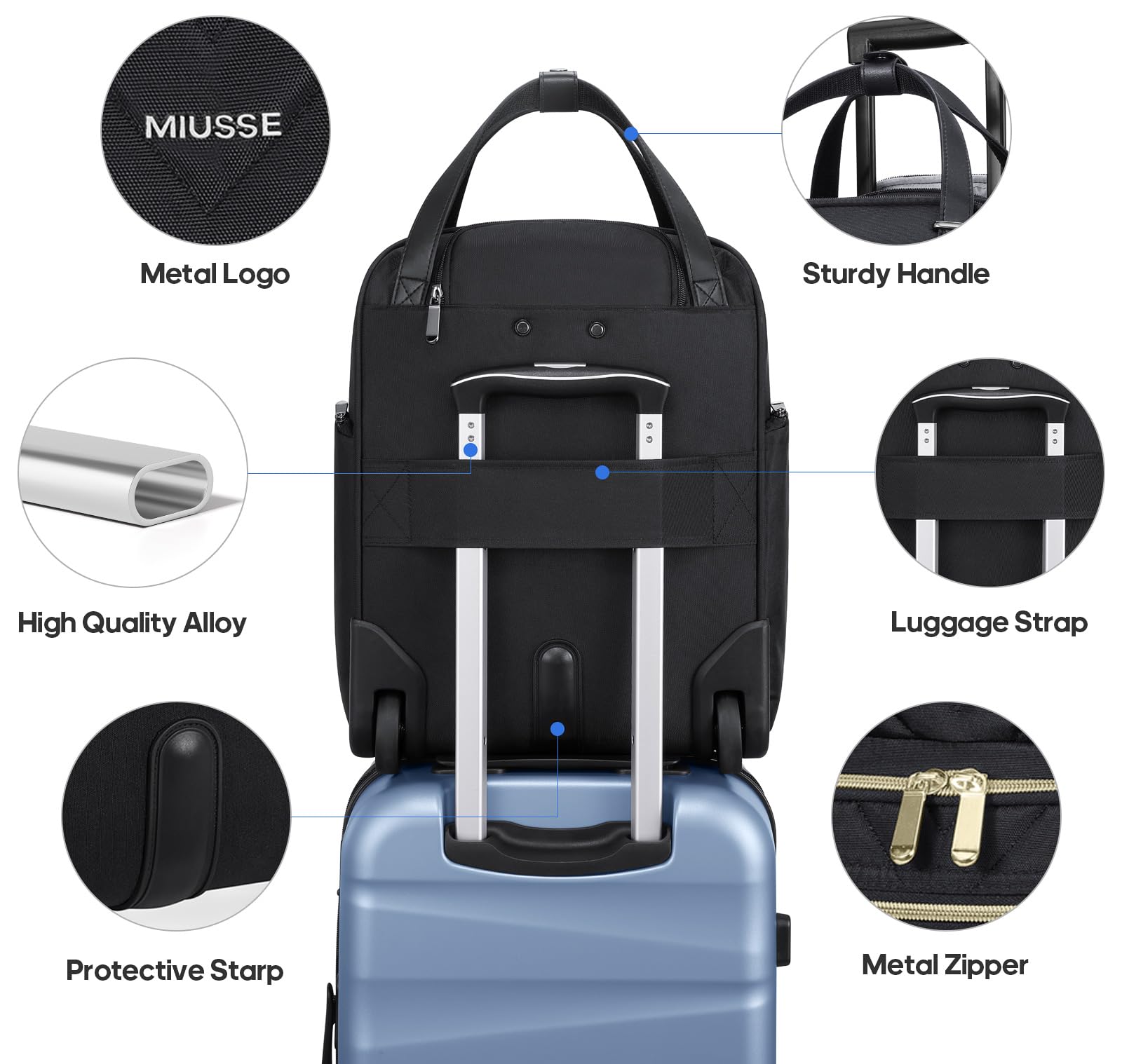 Winilla Carry - on Underseat 16 - inch Luggage with Wheels, Softside Rolling Carry - on, Lightweight Travel Suitcase for Men Women, Personal Item Rolling Travel Bag