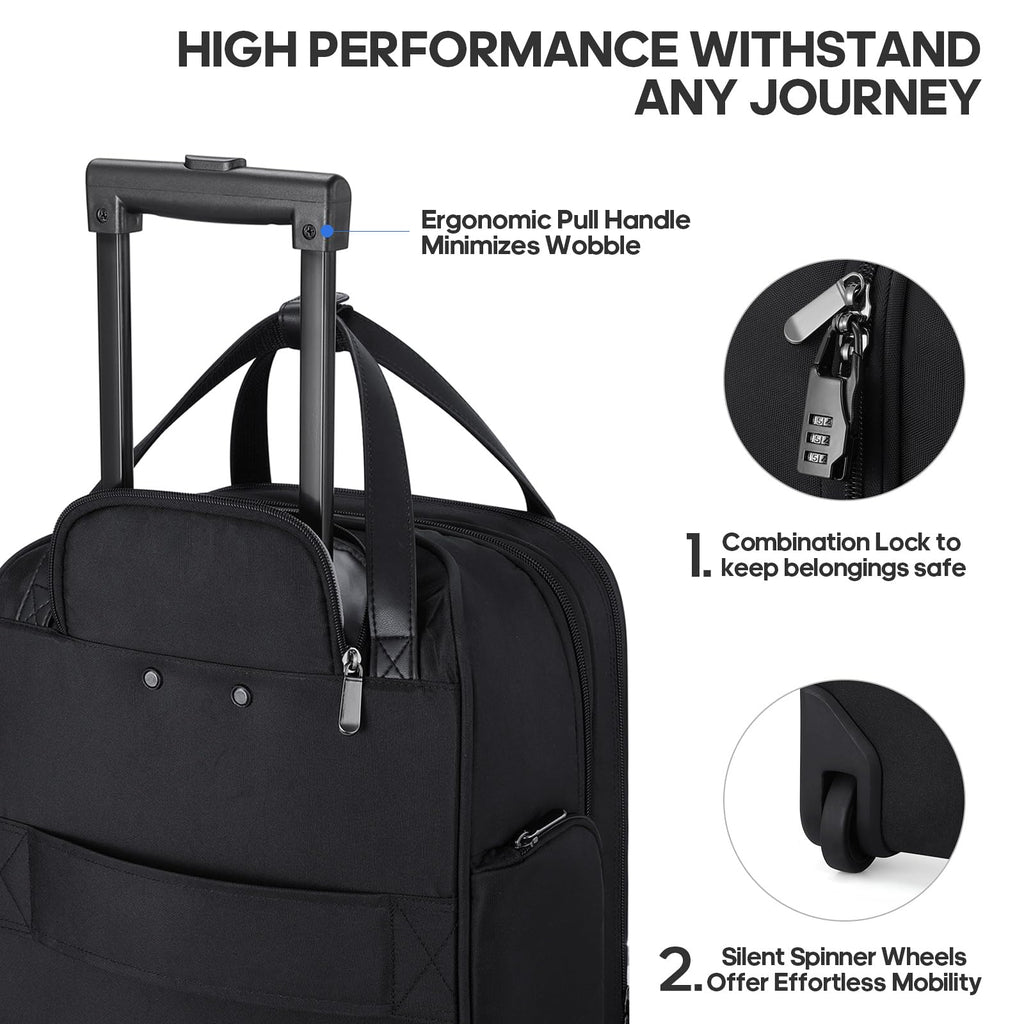 Winilla Carry - on Underseat 16 - inch Luggage with Wheels, Softside Rolling Carry - on, Lightweight Travel Suitcase for Men Women, Personal Item Rolling Travel Bag