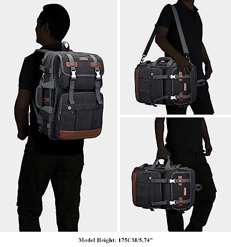 WITZMAN Canvas Backpack Large Carry On Travel Backpack Fit 18 inch Laptop for Men Women Sling Bag Convertible Crossbody Vintage Chest Bag