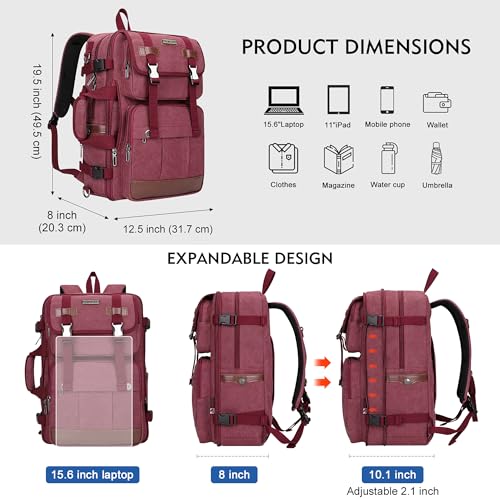 WITZMAN Canvas Travel Backpack for Women Large Laptop Backpack Fits 16 Inch