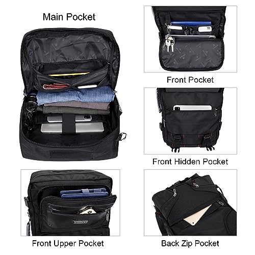 WITZMAN Carry On Travel Backpack for Men Duffle Bags Fit for 17 Inch Laptop Airline Approved Backpack and Toiletry Bag Hanging Multi-organization Bathroom Bag Water-resistant Bag