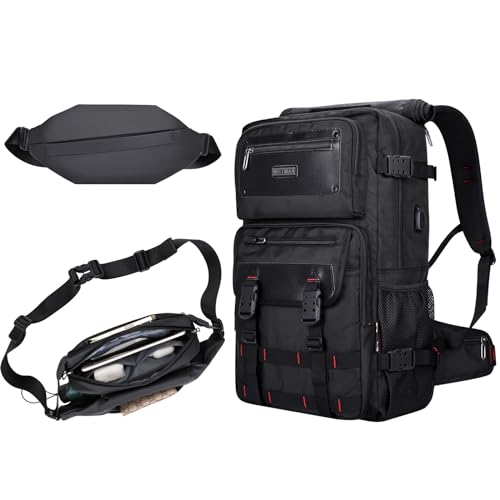 WITZMAN Carry On Travel Backpack for Men Duffle Bags Fit for Laptop Airline Approved Backpack and Nylon Sling Bag Travel Crossbody Bag Waterproof Casual Hiking Daypack