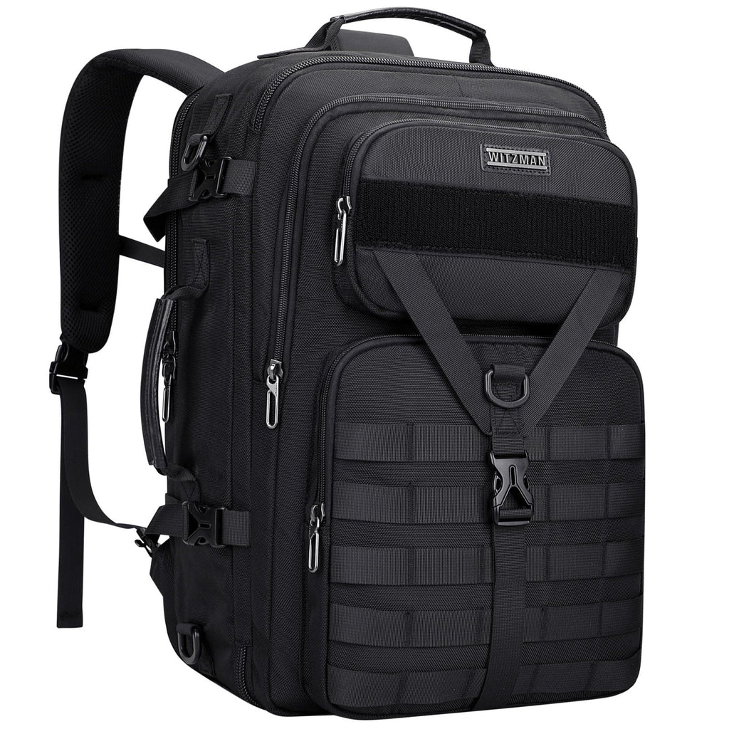 WITZMAN Carry On Travel Backpack for Men Large Convertible 45L Fit 17 Inch Laptop Backpack 3 in 1 Bag for Airline Approved(B688 Black)