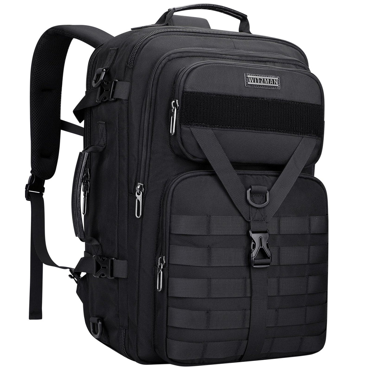 WITZMAN Carry On Travel Backpack for Men Large Convertible 45L Fit 17 Inch Laptop Backpack 3 in 1 Bag for Airline Approved(B688 Black)