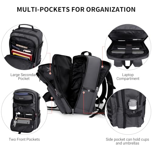 WITZMAN Carry On Travel Backpack for Men Large Convertible 45L Nylon Backpack 3 in 1 Bag and mens travel bag toiletry Large Hanging Multi-organization Bathroom Bag