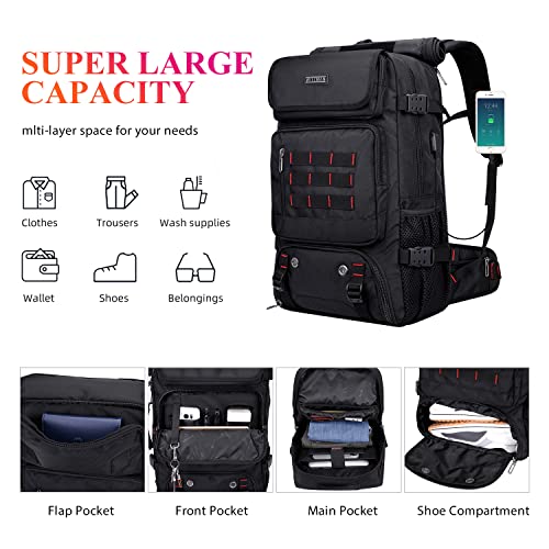 WITZMAN Carry-On Travel Backpack for Men - Nylon Duffle Backpack with Multi-Organization and Hanging Toiletry Bag