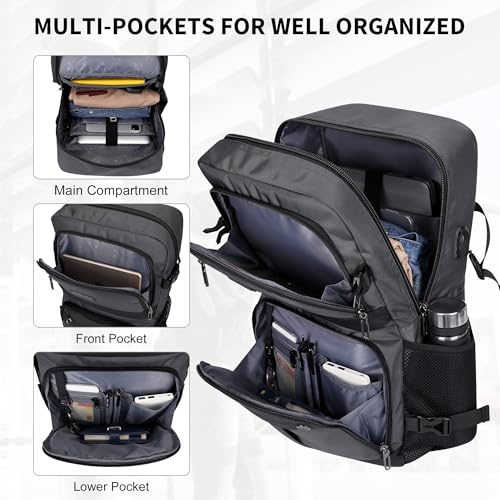 WITZMAN Carry on Travel Backpack for Men Women Laptop Backpack with USB Charging Port Airline Approved and Crossbody Bags Lightweight Casual Messenger Bag
