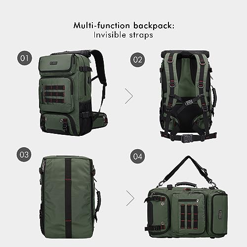 WITZMAN Convertible Travel Backpack for Men - Airline Approved, Nylon Duffle Backpack with Multi-organization, Hanging Toiletry Bag