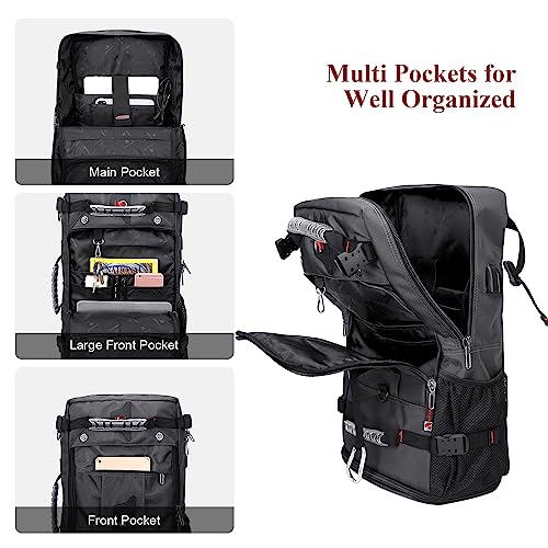 WITZMAN Travel Backpack for Men and Women Convertible Duffle Luggage Bag fit 17 Inch Laptop Carry On Bags for Airplane and Sling Bag with USB Charging Port Lightweight Crossbody Bags Casual Daypack