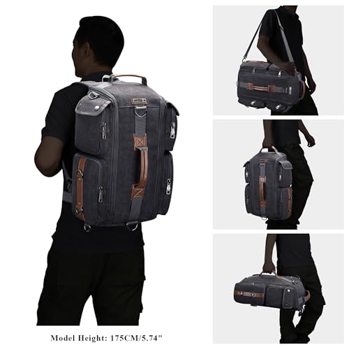 WITZMAN Travel Backpack for Men Canvas Convertible Bag Fits 17 Inch Laptop