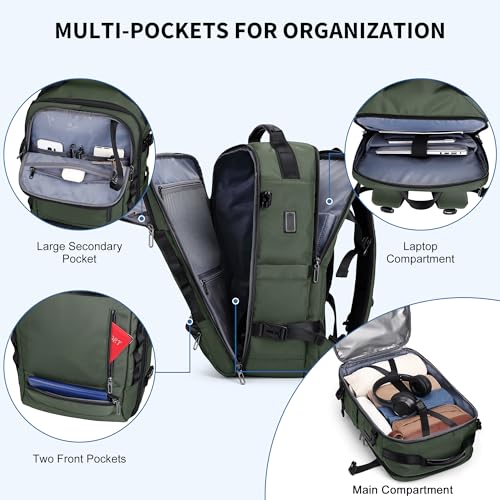 WITZMAN Travel Backpack for Men Fits 16 inch Luggage Bag USB Charging Port