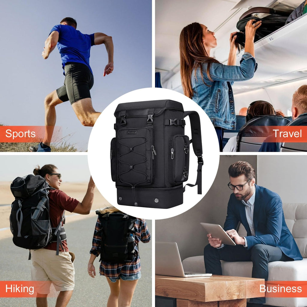 WITZMAN Travel Backpack for Men Women Carry on Bags for Airline Approved Convertible Duffle Luggage Backpack Shoe Compartment (B691 Classic Black)