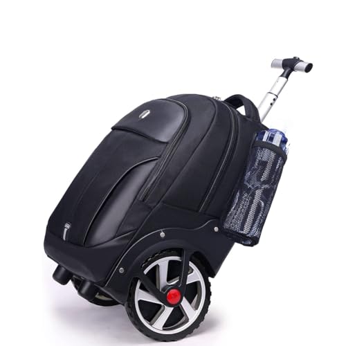 WMHYLYH Rolling Backpack with Wheels, Waterproof Backpack with Large Wheels for Business and Travel Commuter, Carry on Backpack with Laptop Compartment for Women and Men Adult (Black, 20inch)