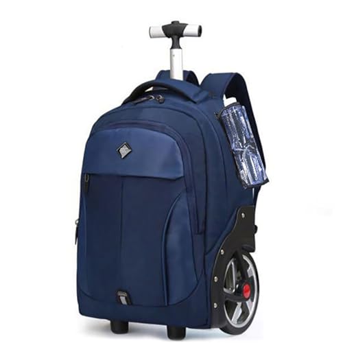 WMHYLYH Rolling Backpack with Wheels, Waterproof Backpack with Large Wheels for Business and Travel Commuter, Carry on Backpack with Laptop Compartment for Women and Men Adult (Blue, 20inch)