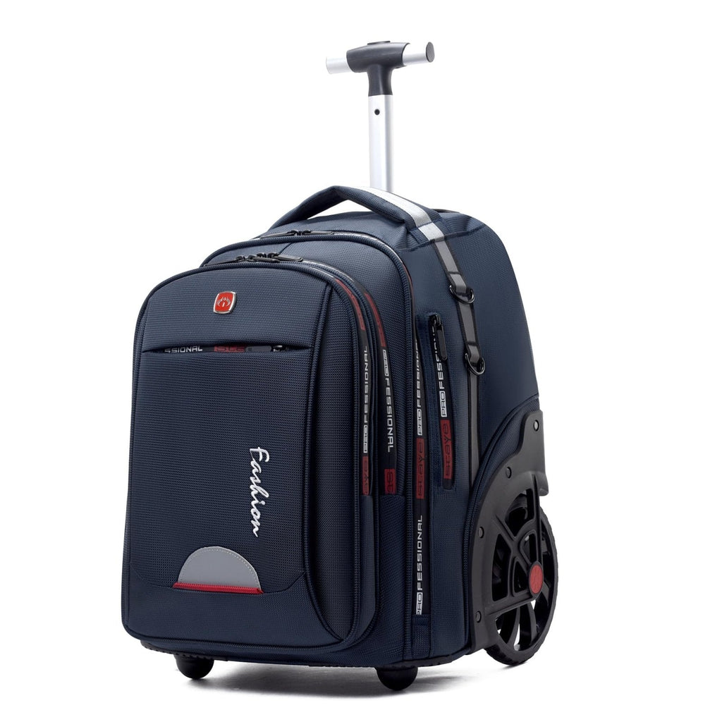WMHYLYH Waterproof Rolling Backpack for Women and Men, Laptop Backpack with Wheels for Adults, Carry on Backpack with Large Wheels for Travel and Business Commuter (Blue, 22inch)