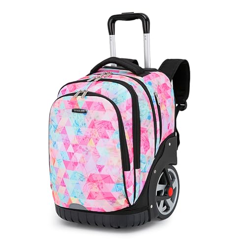 WMKJDS Rolling Backpack, 55L (14.5gal) Backpack with Wheels for Business, Waterproof Backpack with Dual Handles and Silent Large Wheels, Carry on Backpack with Laptop Compartment (Red,22 inch)