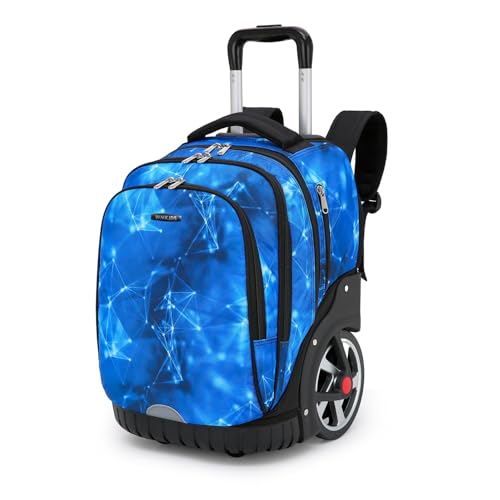 WMKJDS Rolling Backpack, 55L (14.5gal) Backpack with Wheels for Business, Waterproof Backpacks with Dual Handles and Silent Large Wheels, Carry on Backpack with Laptop Compartment (Blue,22 inch)