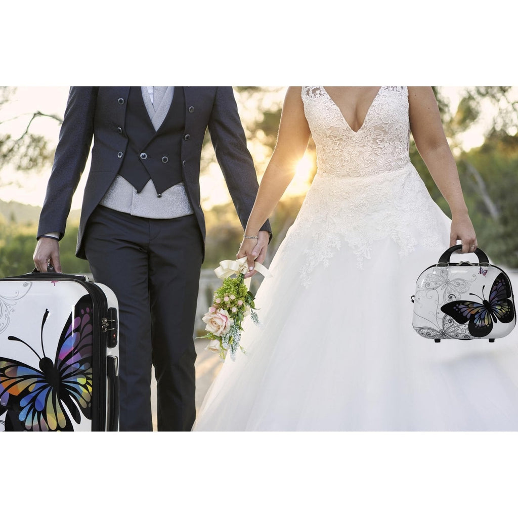 World Traveler Butterfly 3 - Piece Polycarbonate Hardside Expandable Spinner Luggage Set with Enhanced Wheel System
