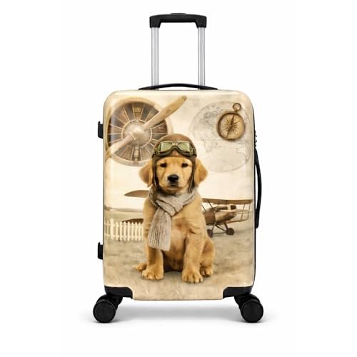 World Traveler Chariot Aviator Pup Dog Lover 20-Inch Carry-On Hardside Expandable Spinner Luggage with TSA Lock