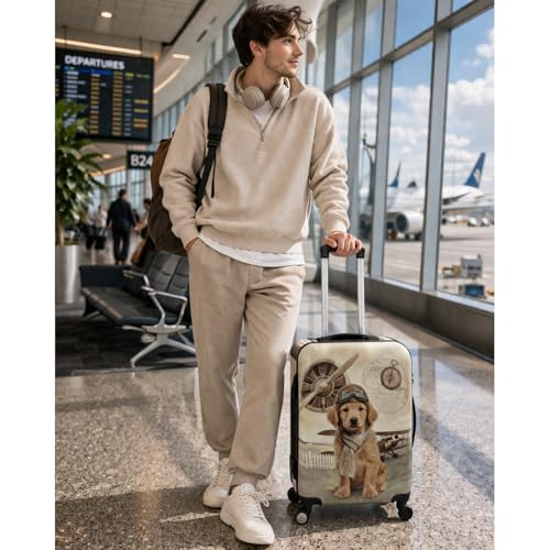 World Traveler Chariot Aviator Pup Dog Lover 20-Inch Carry-On Hardside Expandable Spinner Luggage with TSA Lock