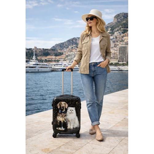World Traveler Chariot Midnight Paws Pet Lover 20-Inch Carry-On Hardside Expandable Spinner Luggage with TSA Lock