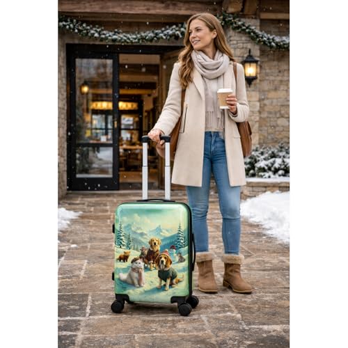 World Traveler Chariot Snow Paws Pet Lover 20-Inch Carry-On Hardside Expandable Spinner Luggage with TSA Lock