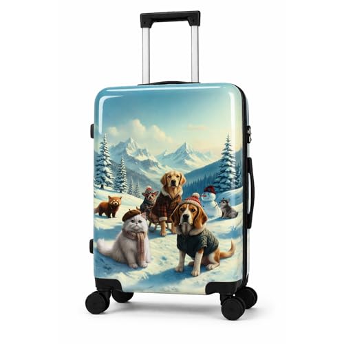 World Traveler Chariot Snow Paws Pet Lover 20-Inch Carry-On Hardside Expandable Spinner Luggage with TSA Lock