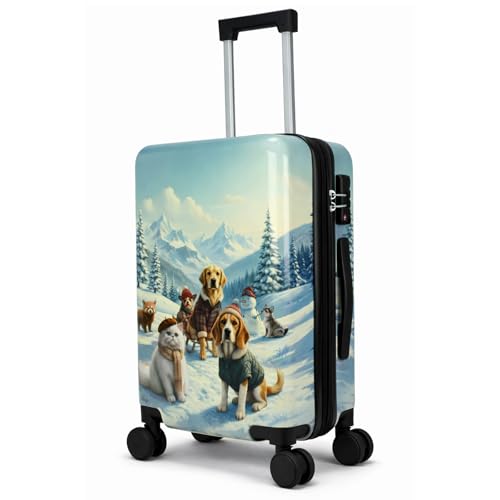 World Traveler Chariot Snow Paws Pet Lover 20-Inch Carry-On Hardside Expandable Spinner Luggage with TSA Lock