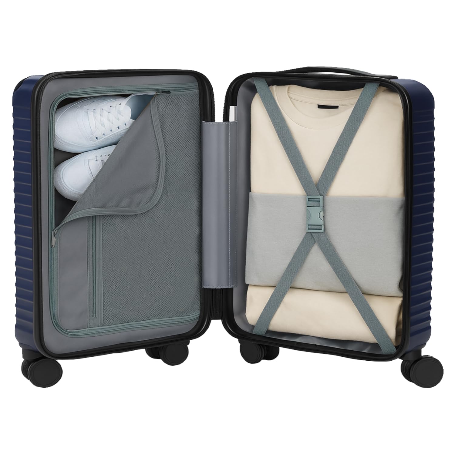 World Traveler Dejuno Abrams 20 - Inch Carry - On Lightweight Hardside Spinner Luggage - Black