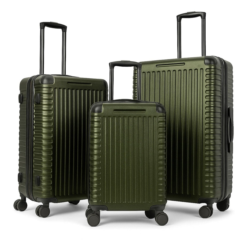 World Traveler Dejuno Abrams 3-Piece Lightweight Hardside Spinner Luggage Set - Olive