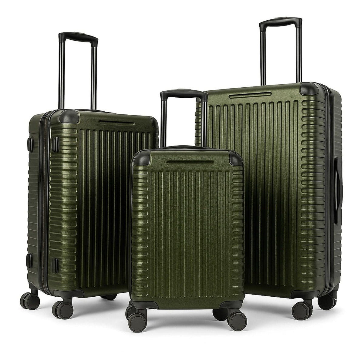 World Traveler Dejuno Abrams 3-Piece Lightweight Hardside Spinner Luggage Set - Olive