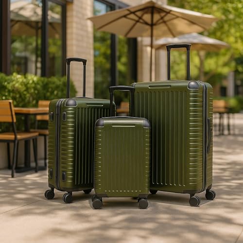 World Traveler Dejuno Abrams 3 - Piece Lightweight Hardside Spinner Luggage Set - Olive