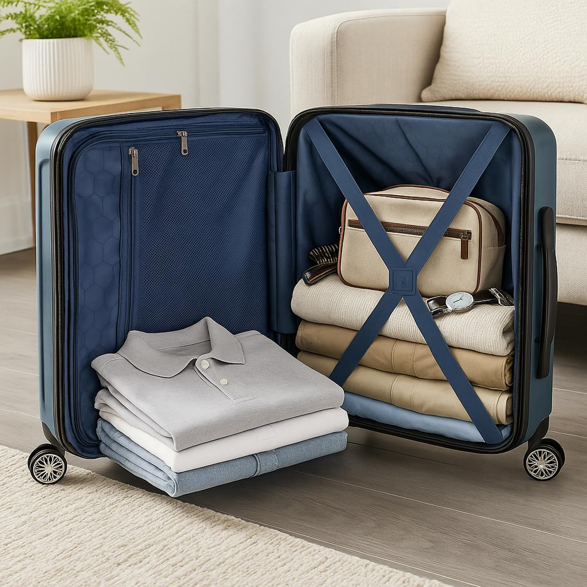 World Traveler Dejuno Beaumont Lightweight Hardside Expandable Spinner Luggage, Blue, Carry - On