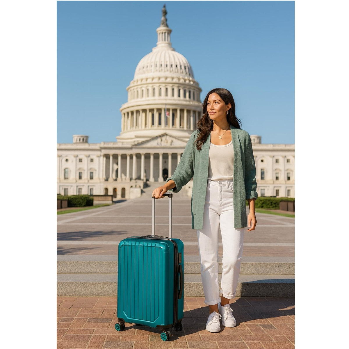 World Traveler Dejuno Beaumont Lightweight Hardside Expandable Spinner Luggage, Teal, Carry - On