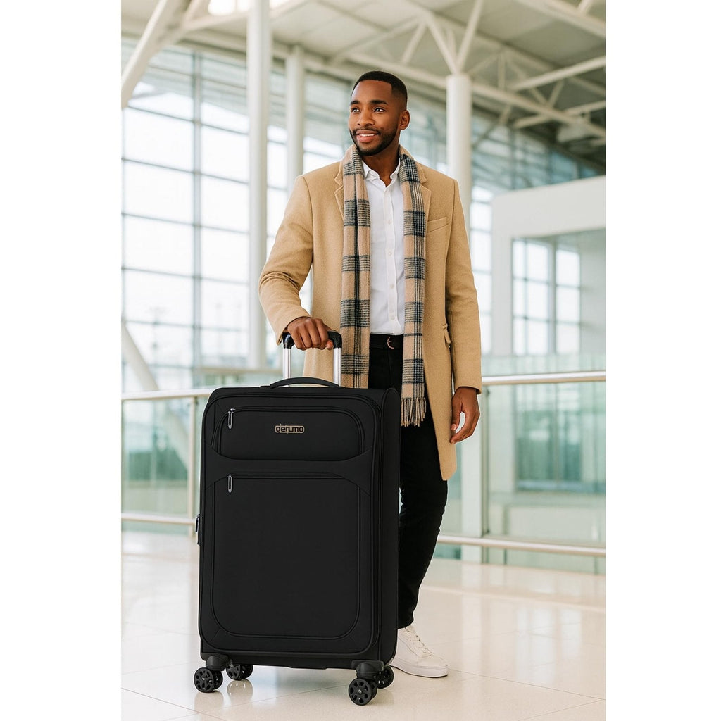 World Traveler Dejuno Cirrus 3 - Piece Lightweight Expandable Spinner Luggage Set - Black