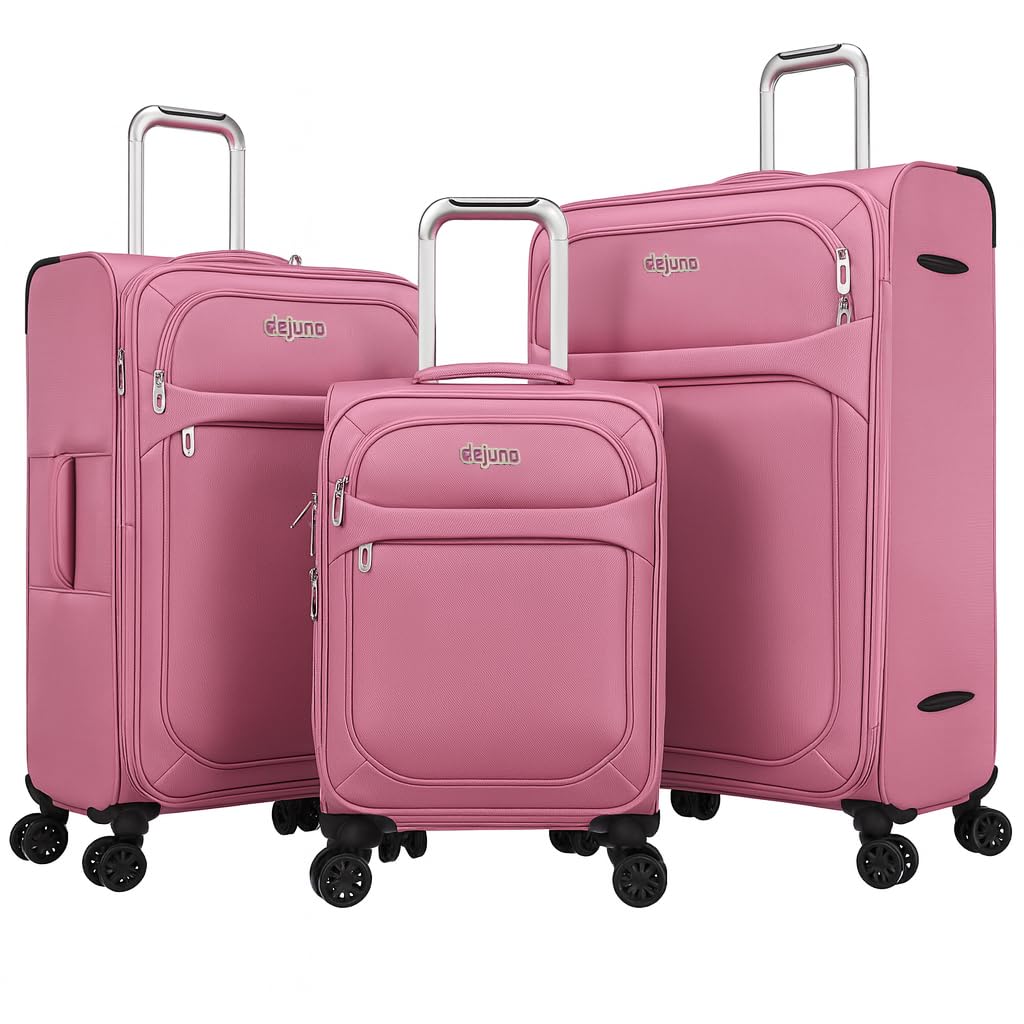 World Traveler Dejuno Cirrus 3-Piece Lightweight Expandable Spinner Luggage Set - Pink