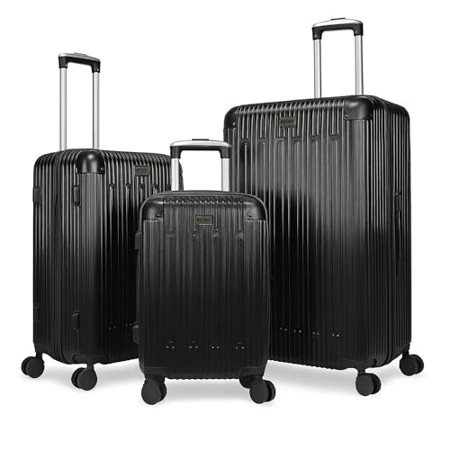 World Traveler Dejuno Cornwall 3-Piece Lightweight Hardside Spinner Luggage Set - Black