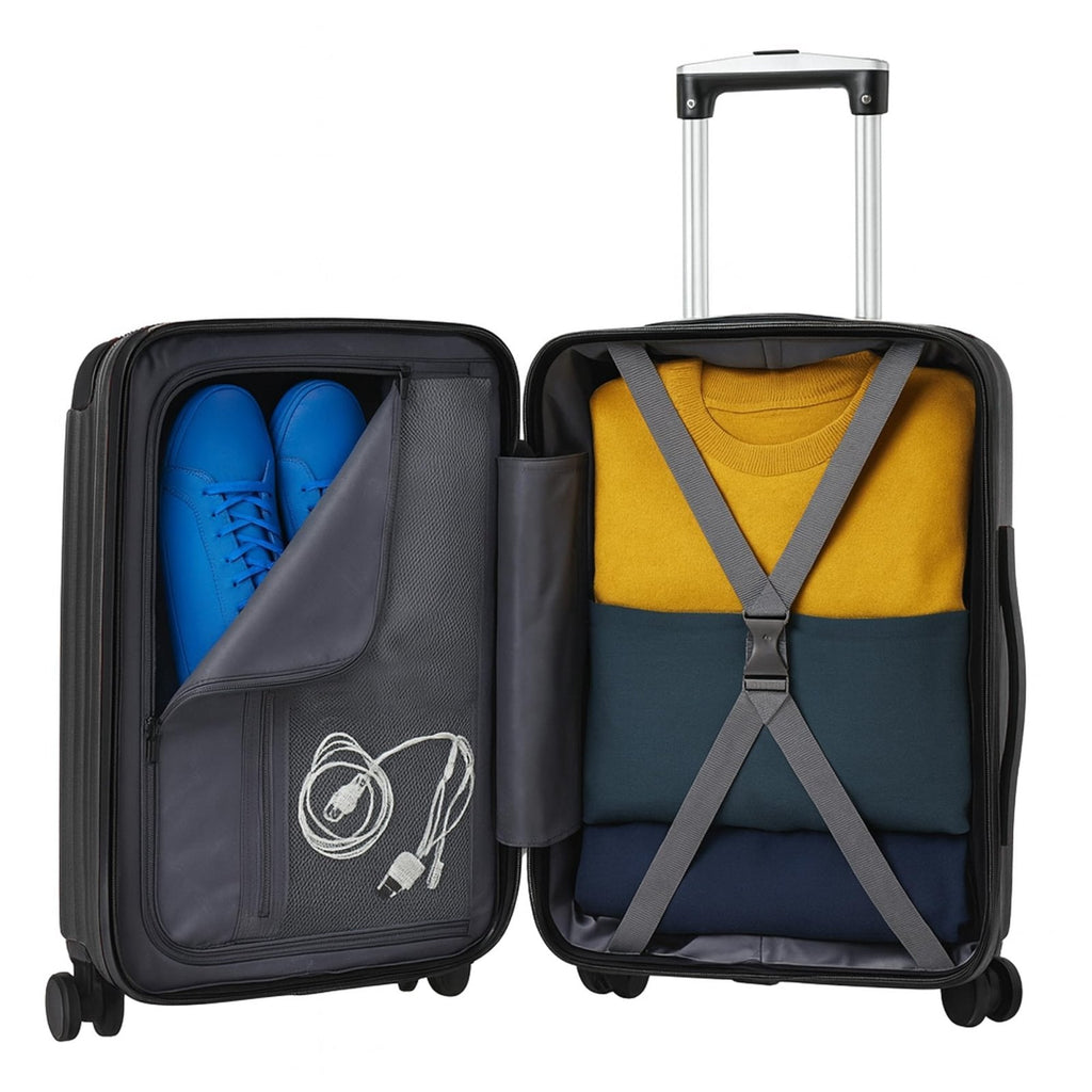 World Traveler Dejuno Cornwall Lightweight Hardside Spinner Luggage, Black, Carry - On