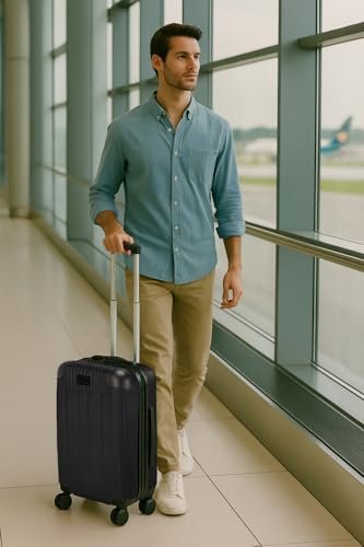World Traveler Dejuno Cornwall Lightweight Hardside Spinner Luggage, Black, Carry - On