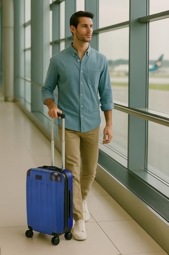 World Traveler Dejuno Cornwall Lightweight Hardside Spinner Luggage, Navy, Carry - On