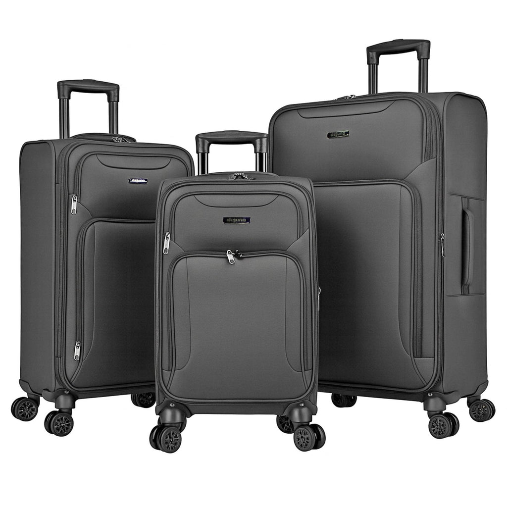 World Traveler Dejuno Jasper Lightweight Expandable Spinner Luggage, Charcoal, 3-Piece Set(20in,24in,28in)