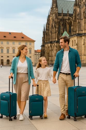 World Traveler Dejuno Jasper Lightweight Expandable Spinner Luggage, Green, 3 - Piece Set(20in,24in,28in)
