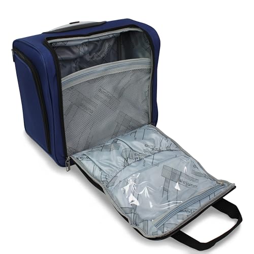 World Traveler Dejuno Lightweight Underseat 15 - Inch Carry - On Rolling Luggage, Navy