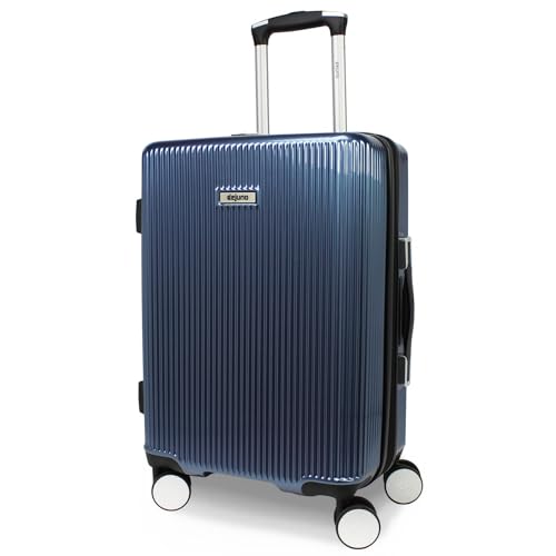 World Traveler Dejuno Monarch 20-Inch Carry-On Lightweight Hardside Polycarbonate Expandable Spinner Luggage with TSA Lock - Iron Blue