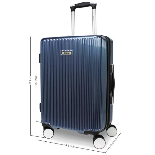 World Traveler Dejuno Monarch 20-Inch Carry-On Lightweight Hardside Polycarbonate Expandable Spinner Luggage with TSA Lock - Iron Blue