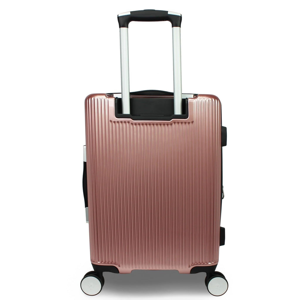 World Traveler Dejuno Monarch 20 - Inch Carry - On Lightweight Hardside Polycarbonate Expandable Spinner Luggage with TSA Lock - Rose Gold