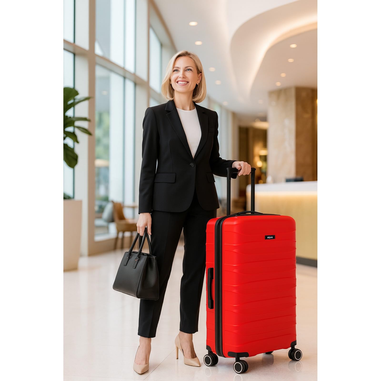 World Traveler Dejuno Motley 28 - Inch Lightweight Hardside Expandable Spinner Luggage - Red